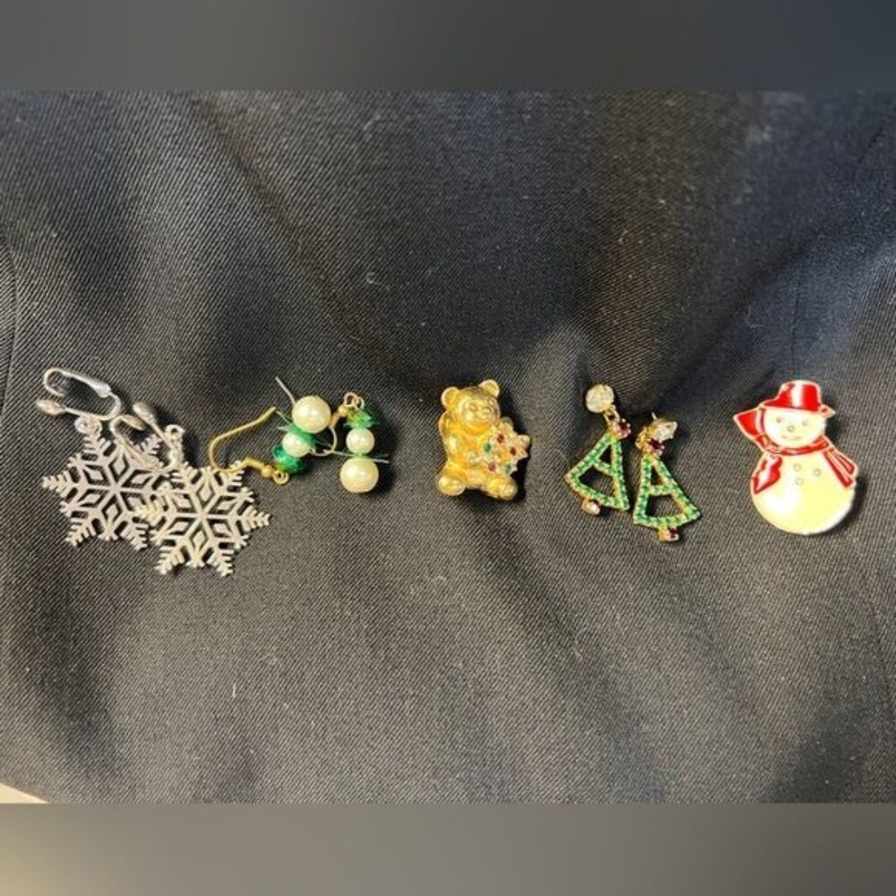 Festive Holiday Pin & Earring Lot